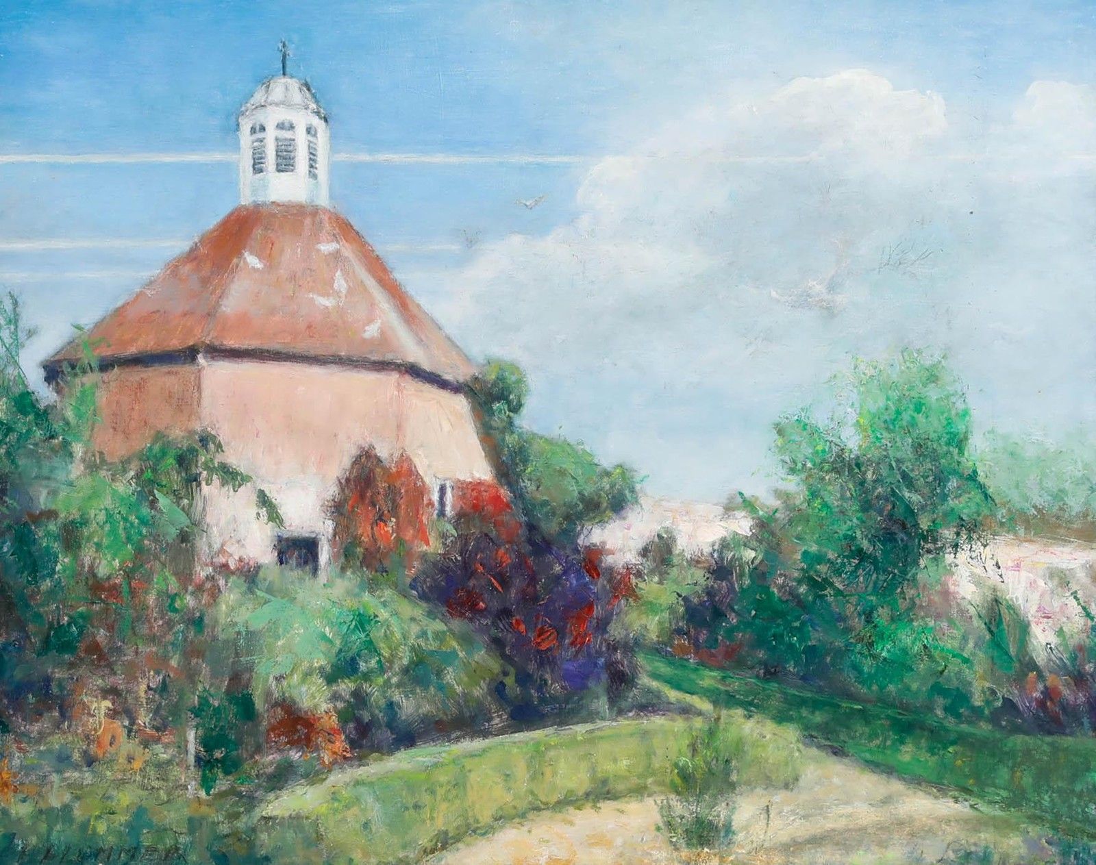 Pauline Plummer (B.1933) Contemporary Oil, Felbrigg Hall Gardens, Norfolk photo furniture