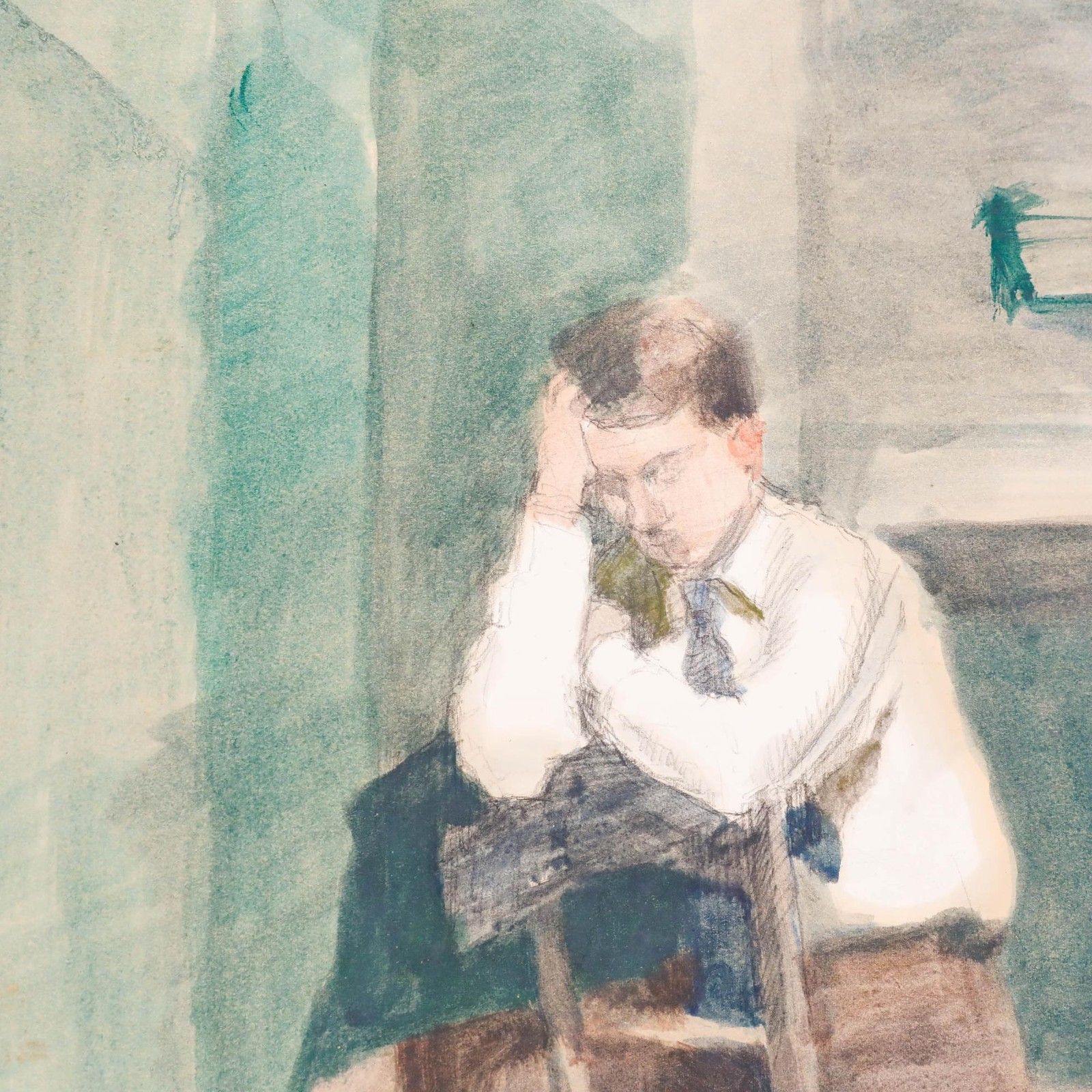 Pauline Plummer (B.1933) 20th Century Watercolour, Boy Seated photo Art