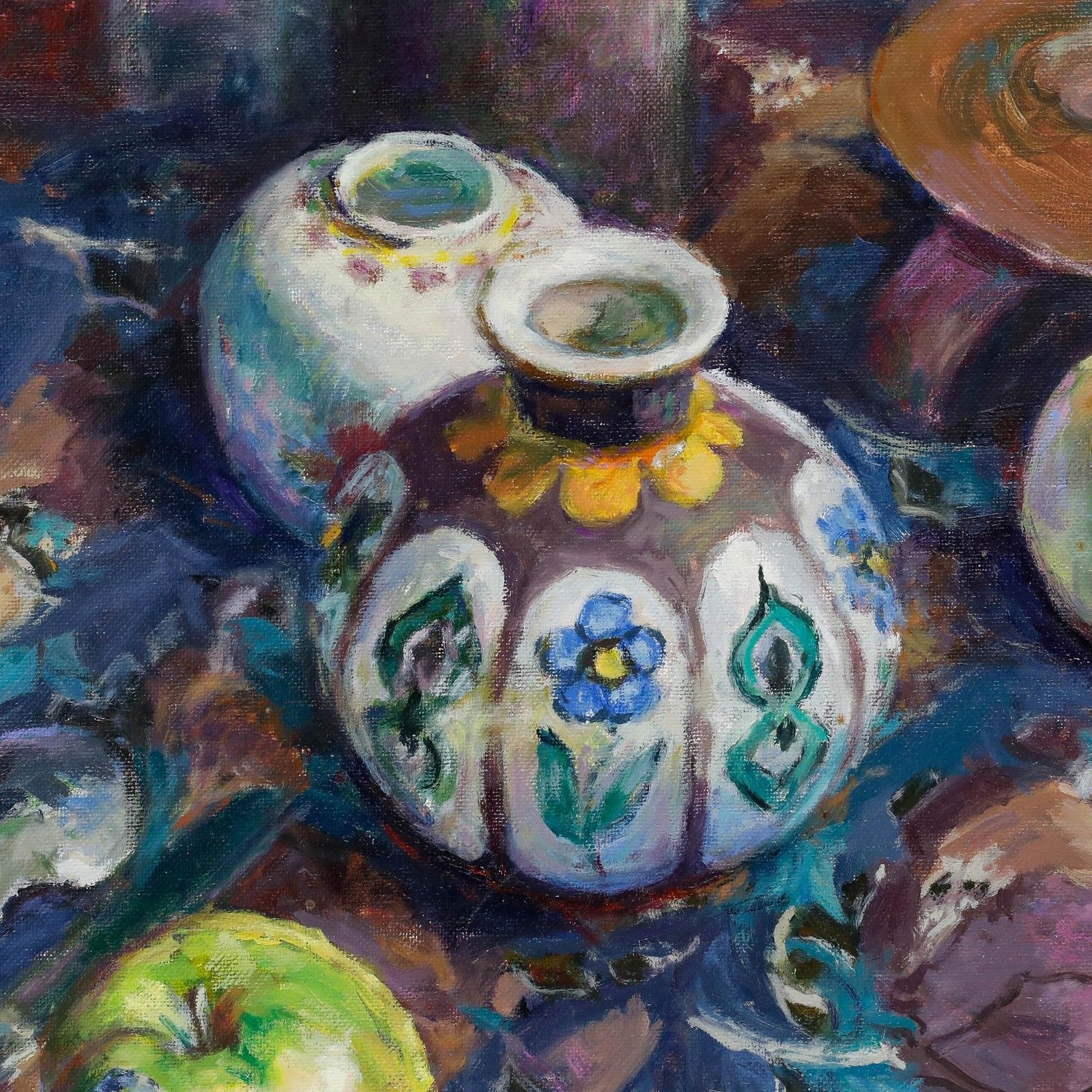 Pauline Plummer (B.1933) Contemporary Oil, Still Life Of Vessels photo Art