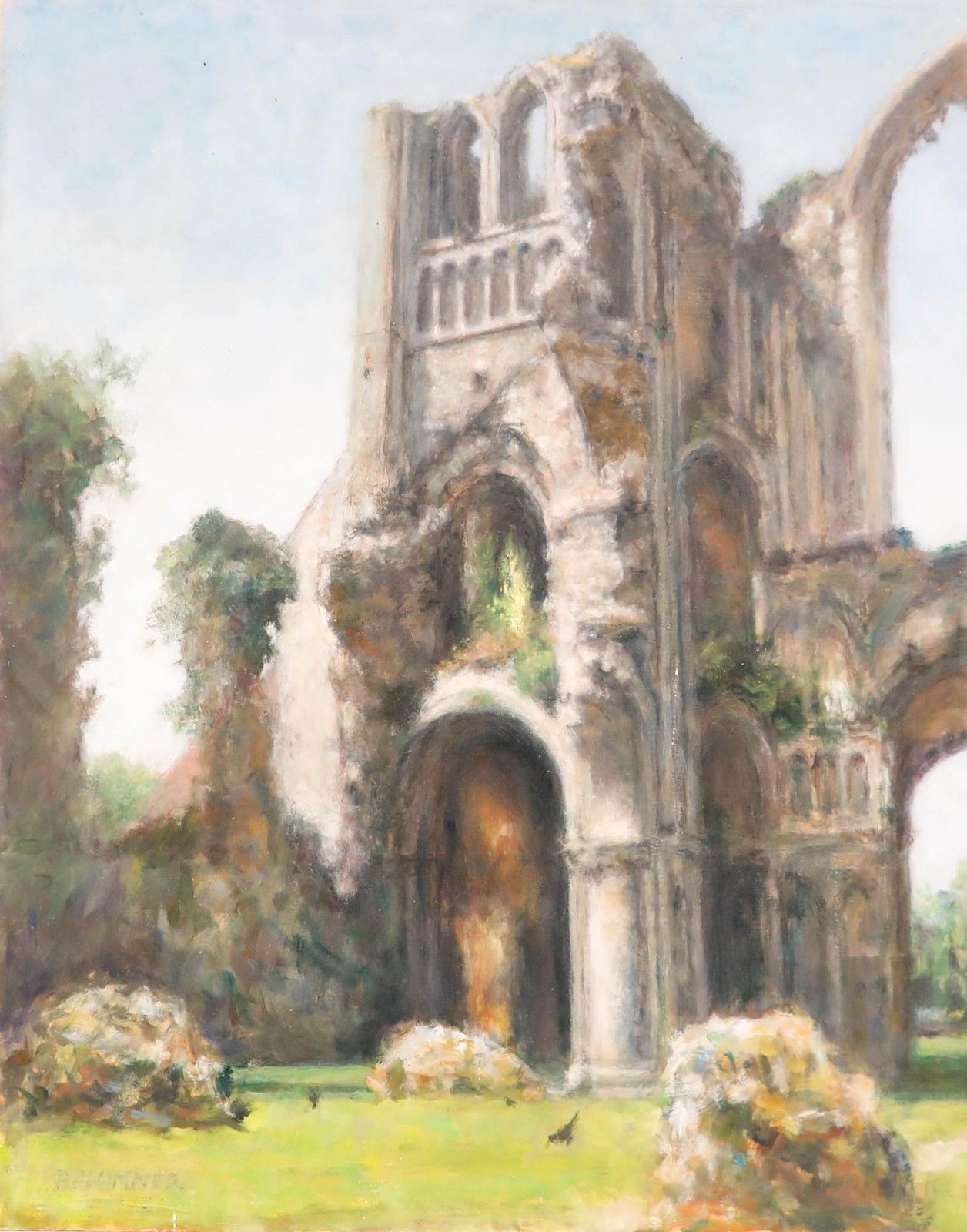 Pauline Plummer (B.1933) Contemporary Oil, Castle Acre Priory photo furniture