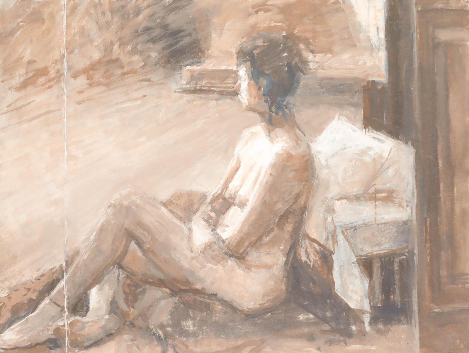 Pauline Plummer (B.1933) 20th Century Oil, A Moment Of Calm photo furniture