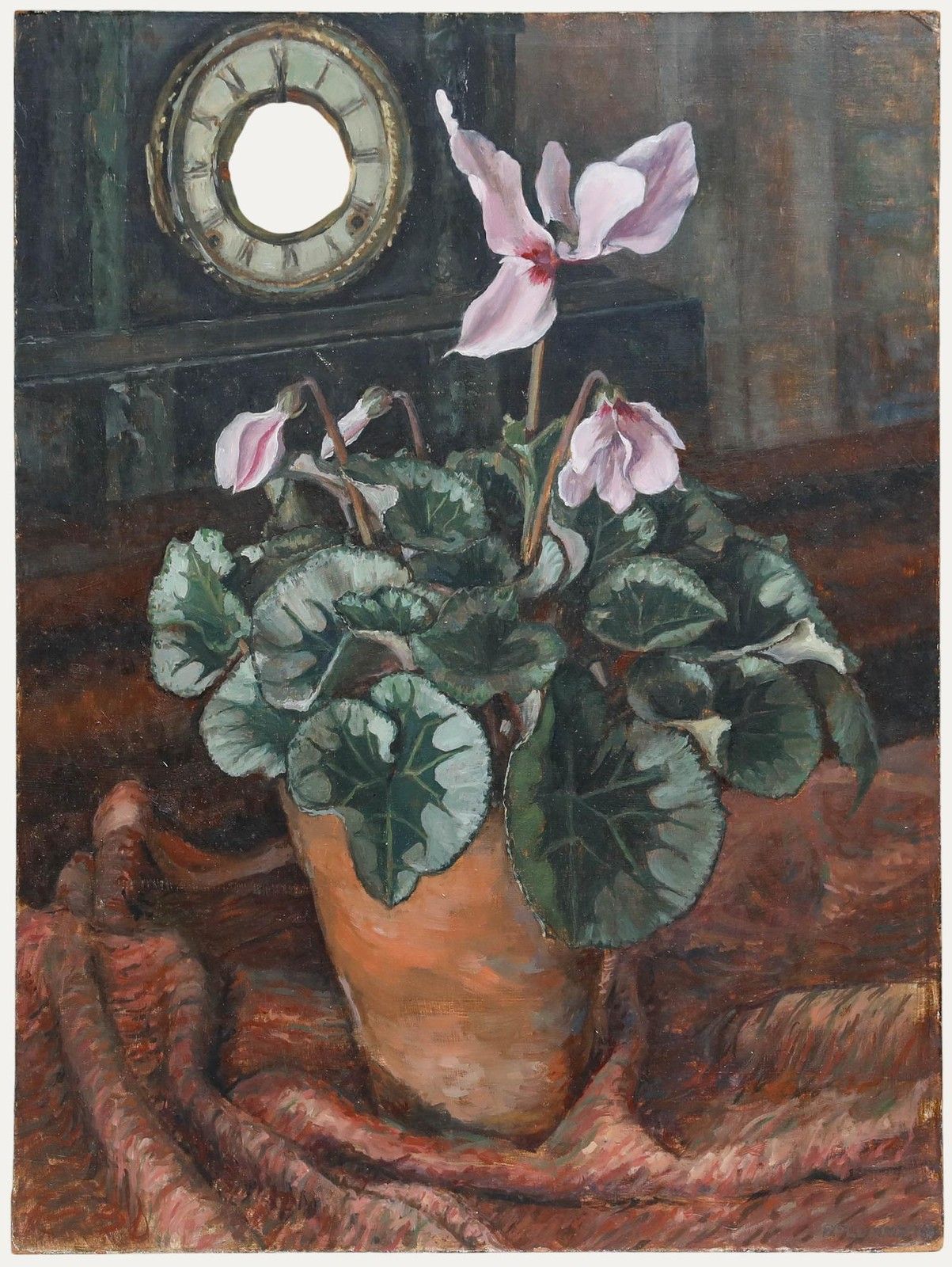 Pauline Plummer (B.1933) 20th Century Oil, Pink Cyclamen