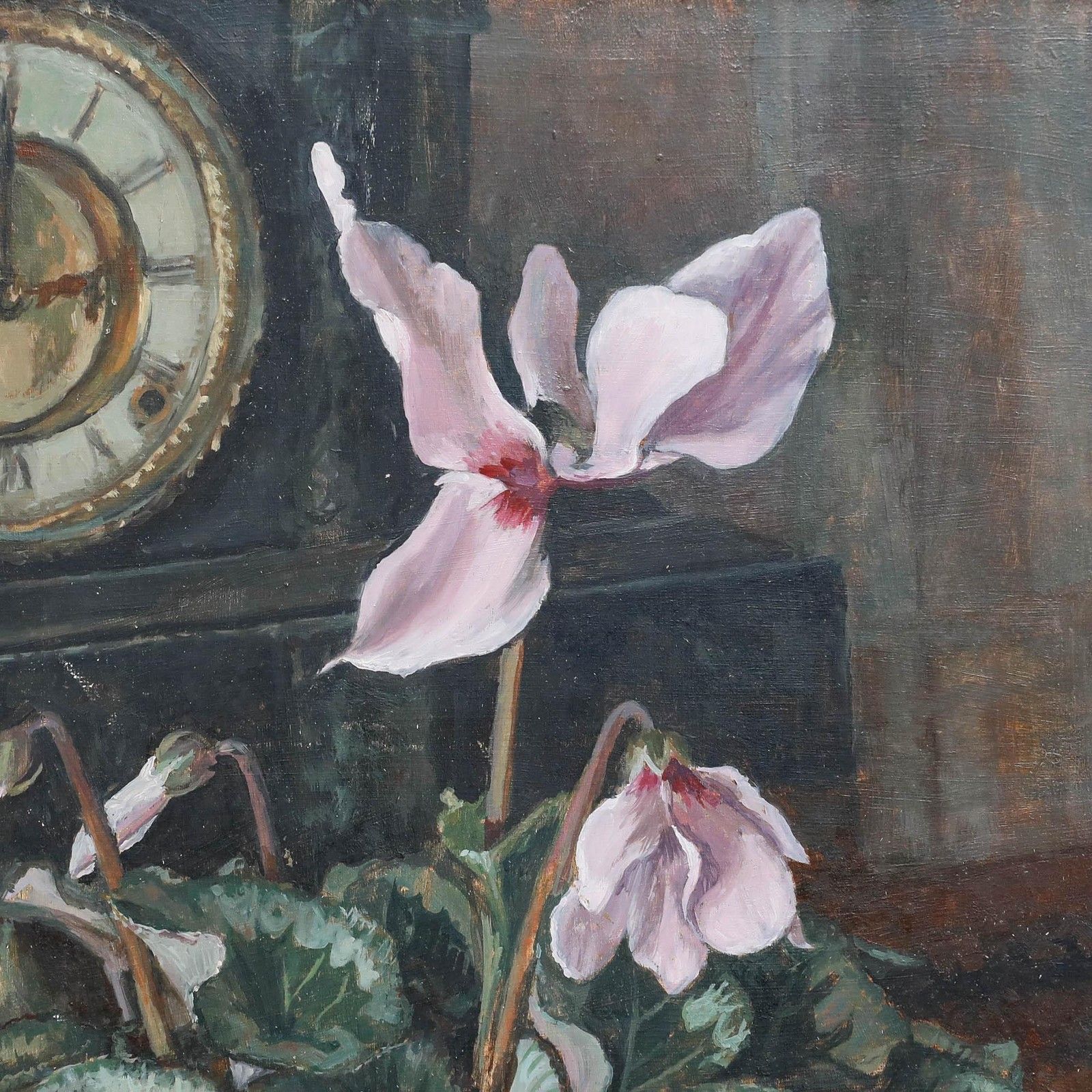 Pauline Plummer (B.1933) 20th Century Oil, Pink Cyclamen photo 450.0