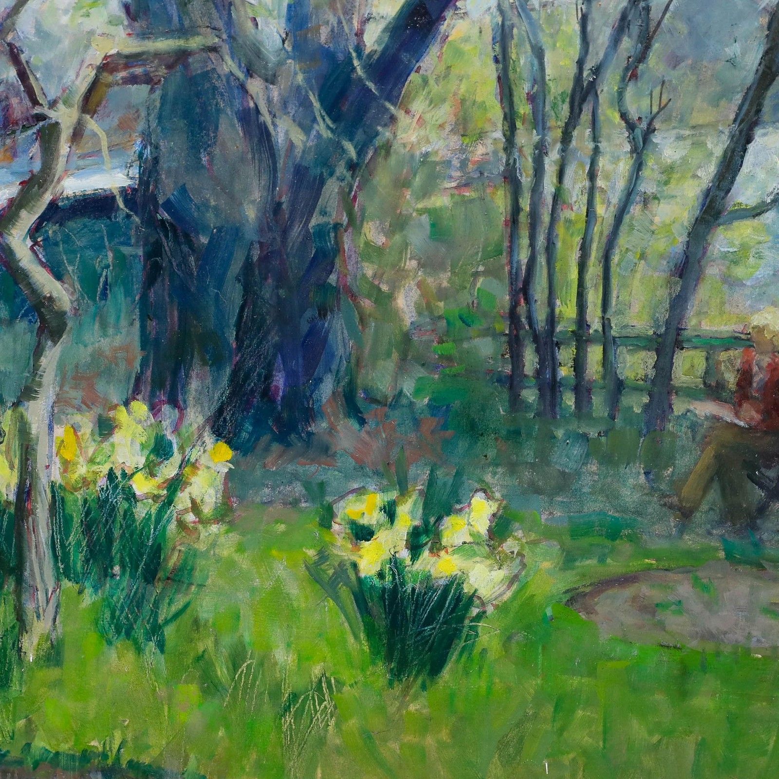 Pauline Plummer (B.1933) Framed Contemporary Oil, Enjoying Diana's Garden photo 325.0
