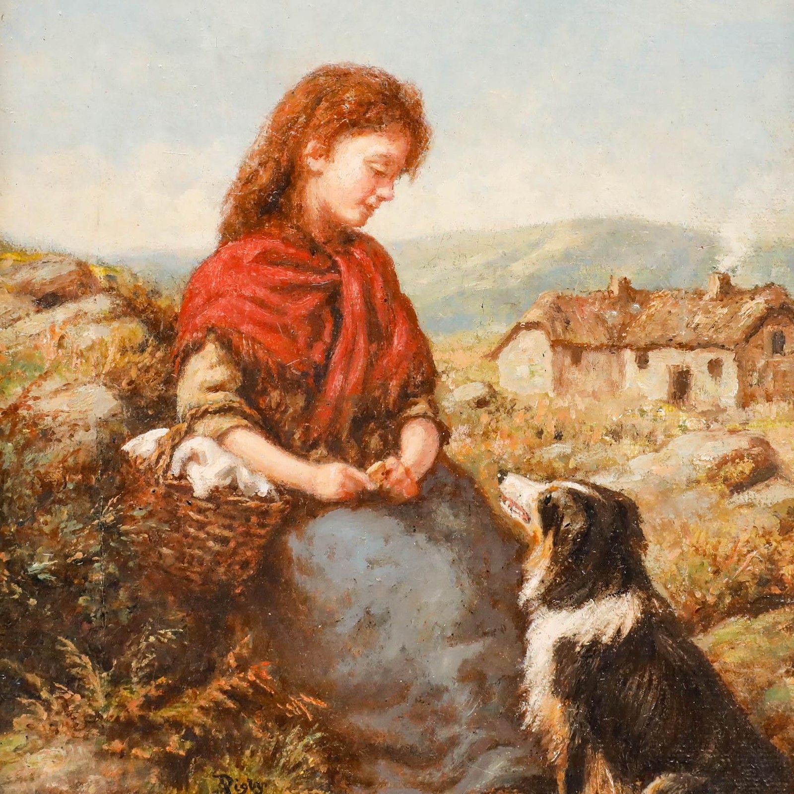 S. Rigby British School 1896 Oil, Woman's Best Friend photo Art