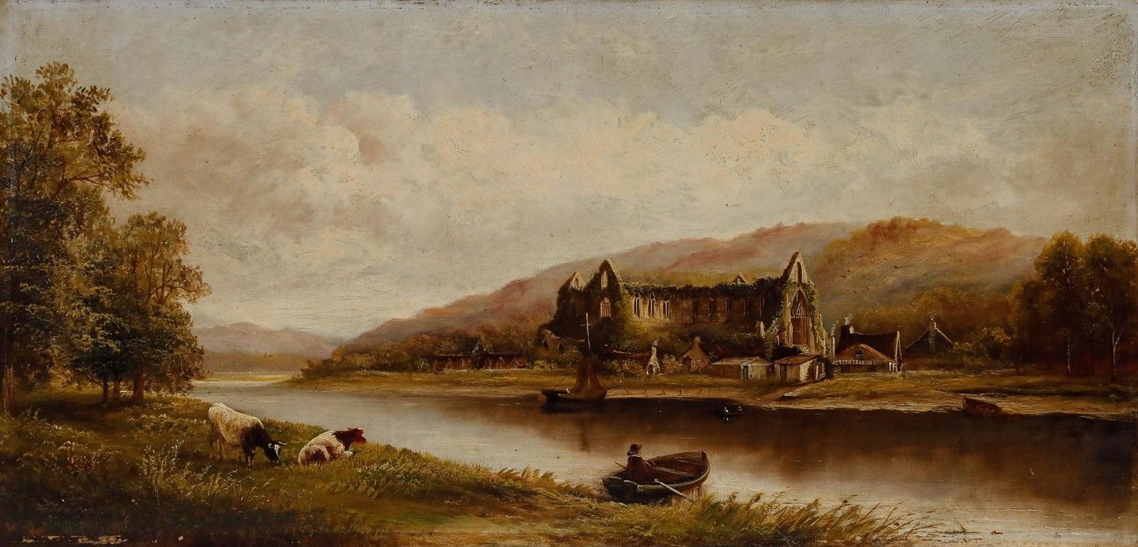 Henry Harris (1852 1926)  19th Century Oil, Tintern Abbey photo furniture