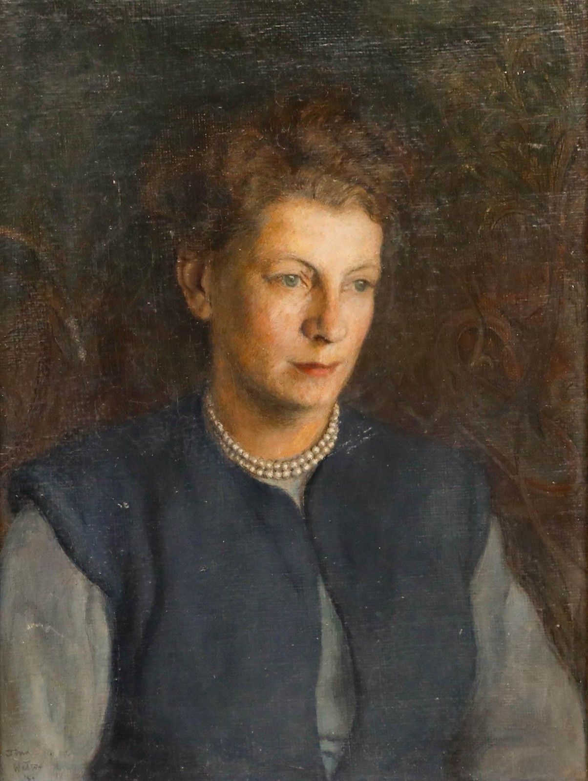 John Walton Rp (1925 2023) 1950 Oil, Lady In Blue photo furniture