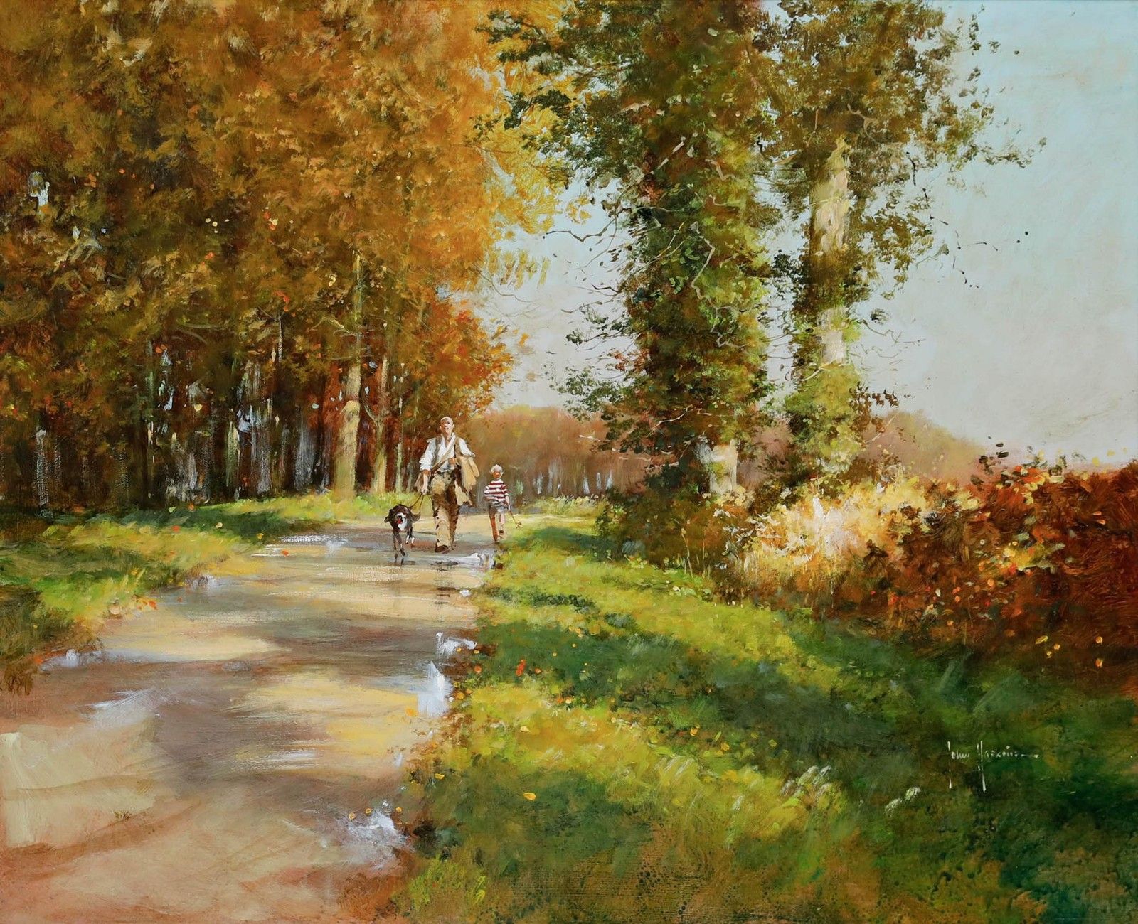 John Haskins (B.1938) Framed 20th Century Oil, Summer Rain, Hertfordshire photo furniture
