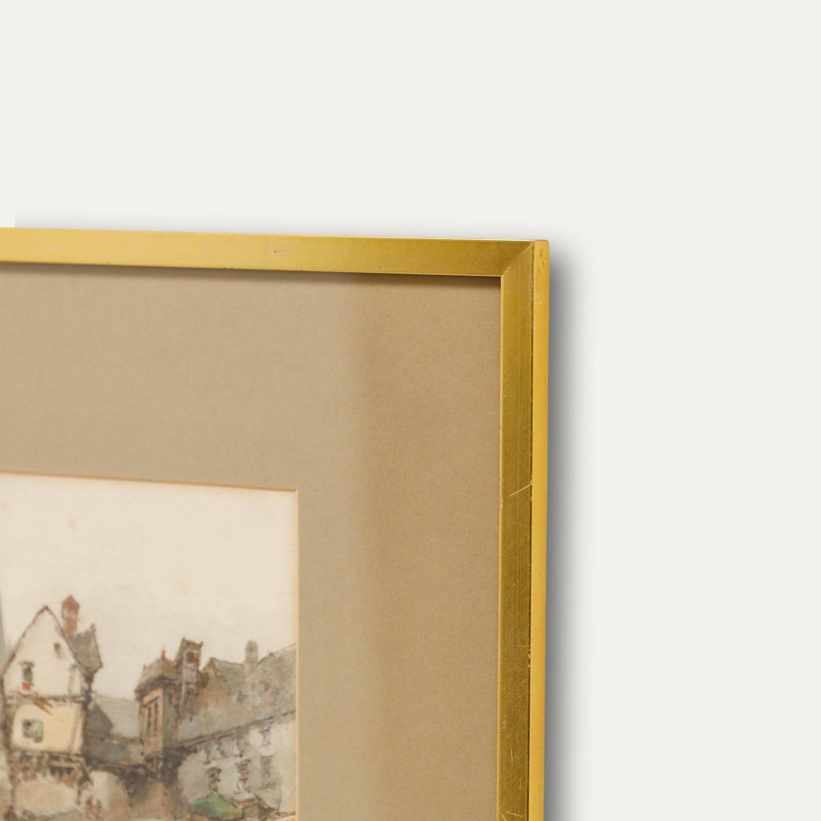 Paul Marny (1829 1914) Framed Watercolour, Riverside Town photo vinterior