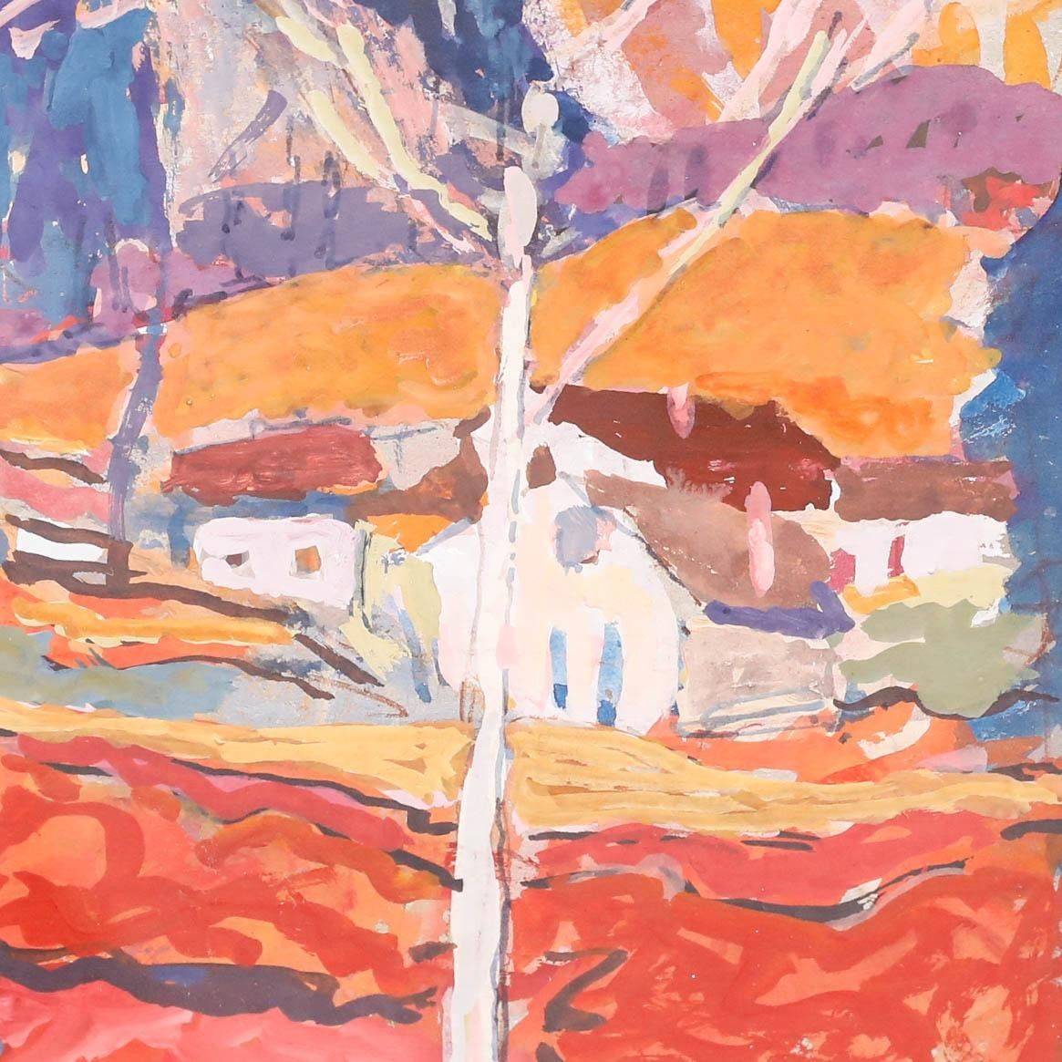 Fritz Brunner (1908 1996) Framed 1980 Gouache, The Village In Summer photo Art