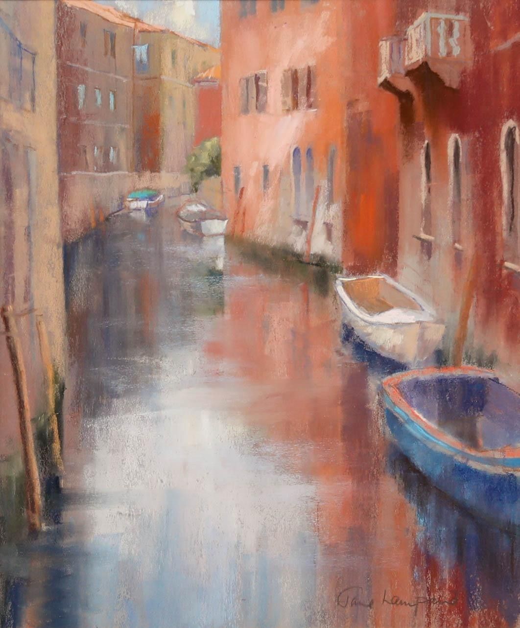 Jane Lampard Framed Contemporary Pastel, Side Canal, Dorsoduro photo furniture
