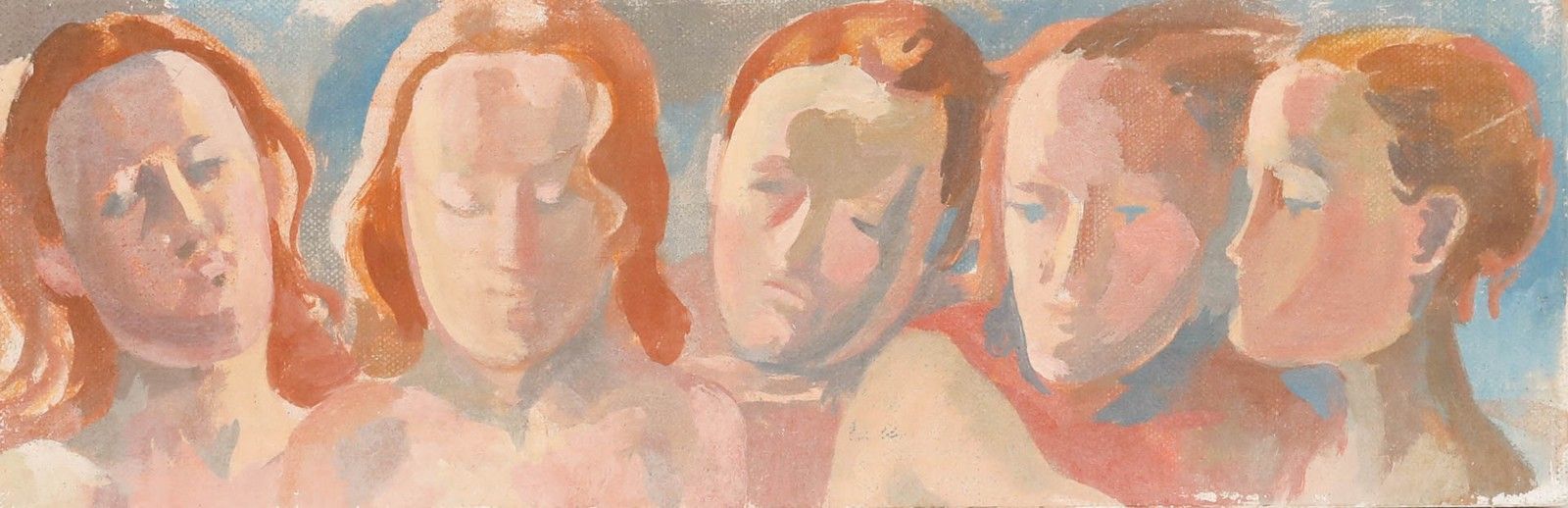 Bernadette Kelly (B.1933) 20th Century Oil, Five Heads