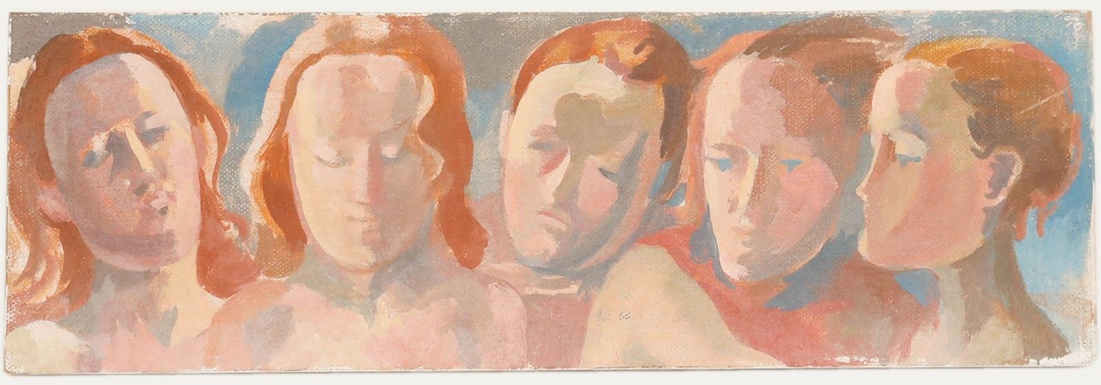 Bernadette Kelly (B.1933) 20th Century Oil, Five Heads photo furniture