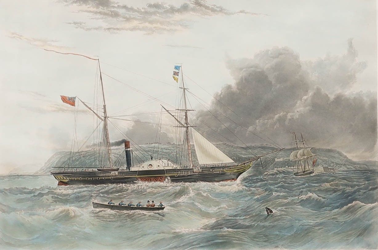 Charles Hunt After Knell Framed Late 19th Century Engraving, H.M.S. Geyser photo furniture