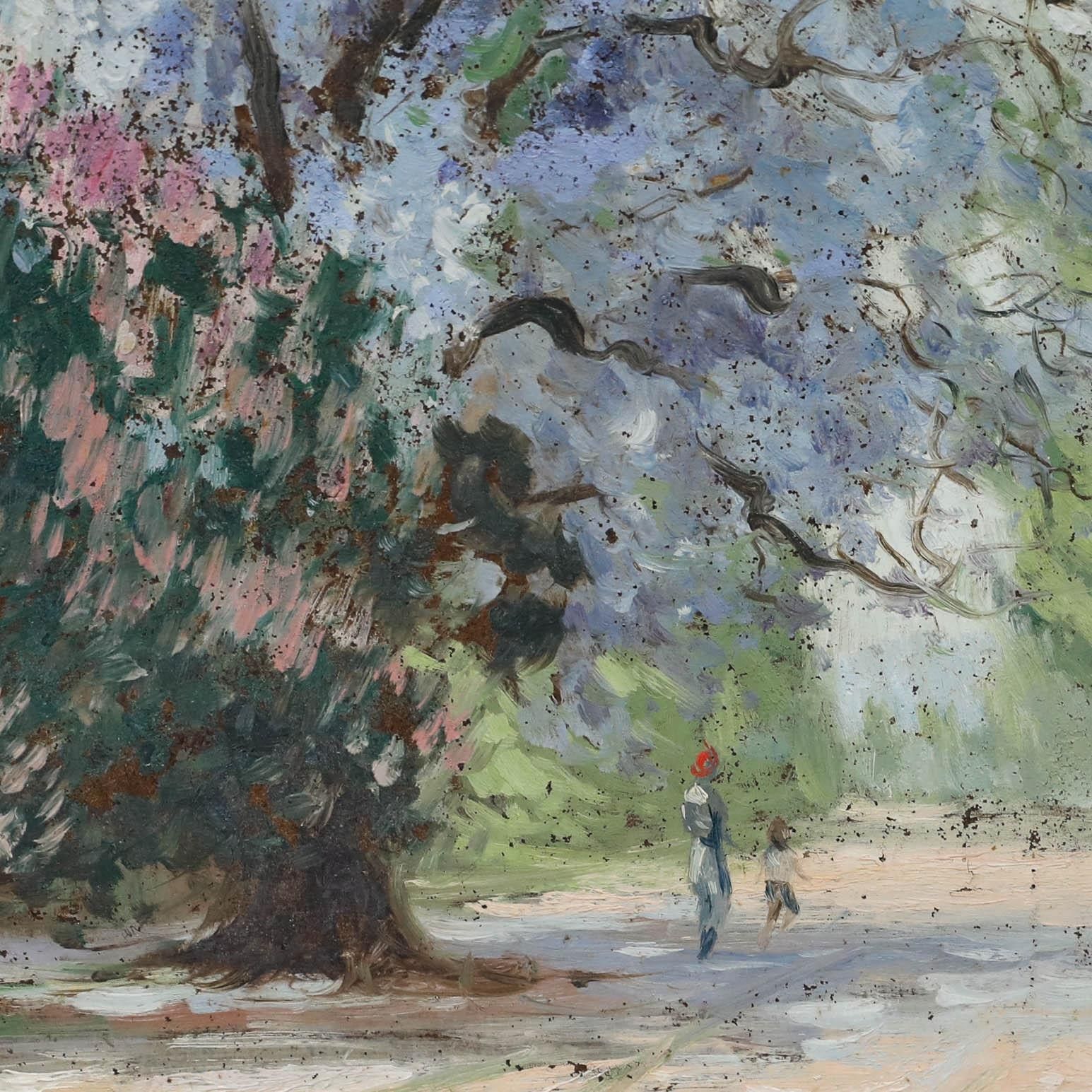 Dixon Copes (1914 2002) Australian School Oil, Beneath Jacaranda Trees photo 325.0