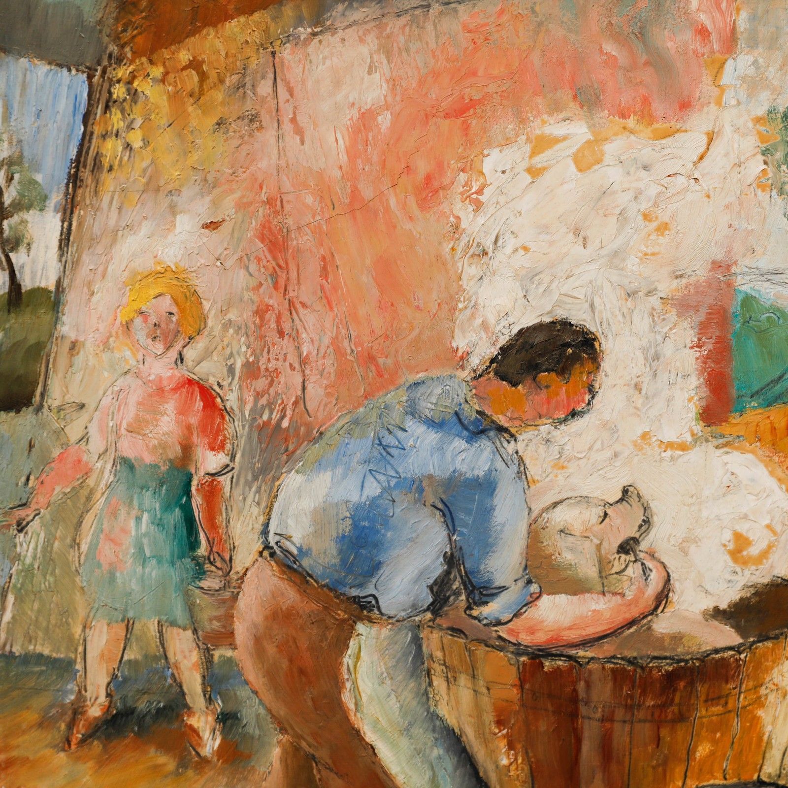 Major Richard ‘Dick’ Heseltine M.C. (1914 2012) Oil, Scalding A Pig 83 photo Art