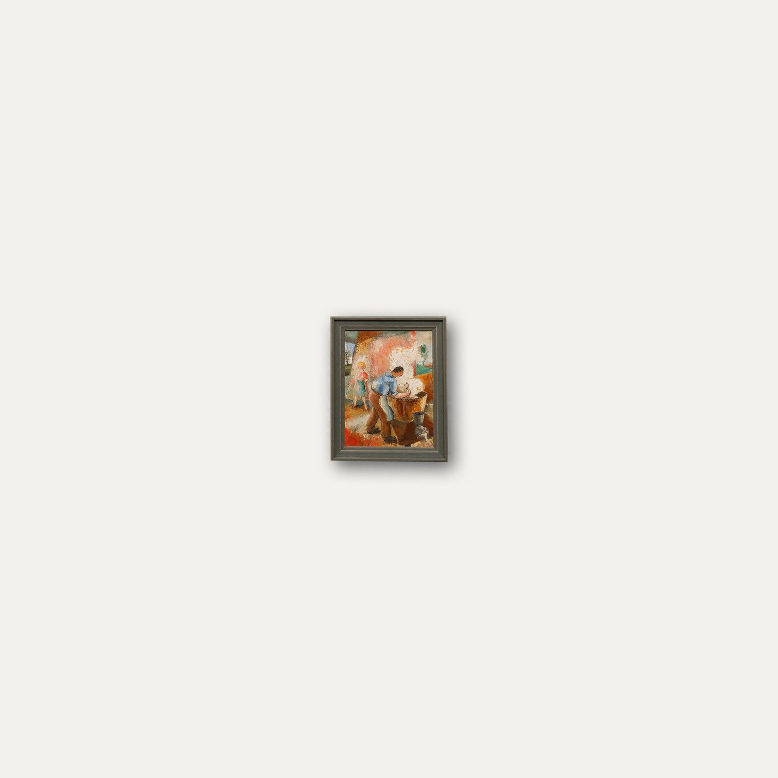 Major Richard ‘Dick’ Heseltine M.C. (1914 2012) Oil, Scalding A Pig 83 photo vinterior