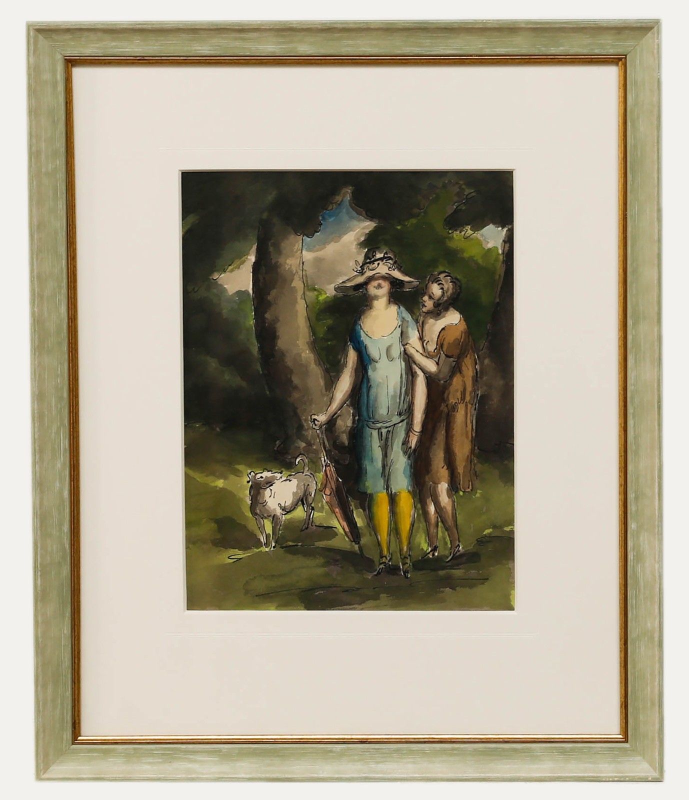 Harold Hope Read (1881 1959) Framed Watercolour, A Walk In The Park