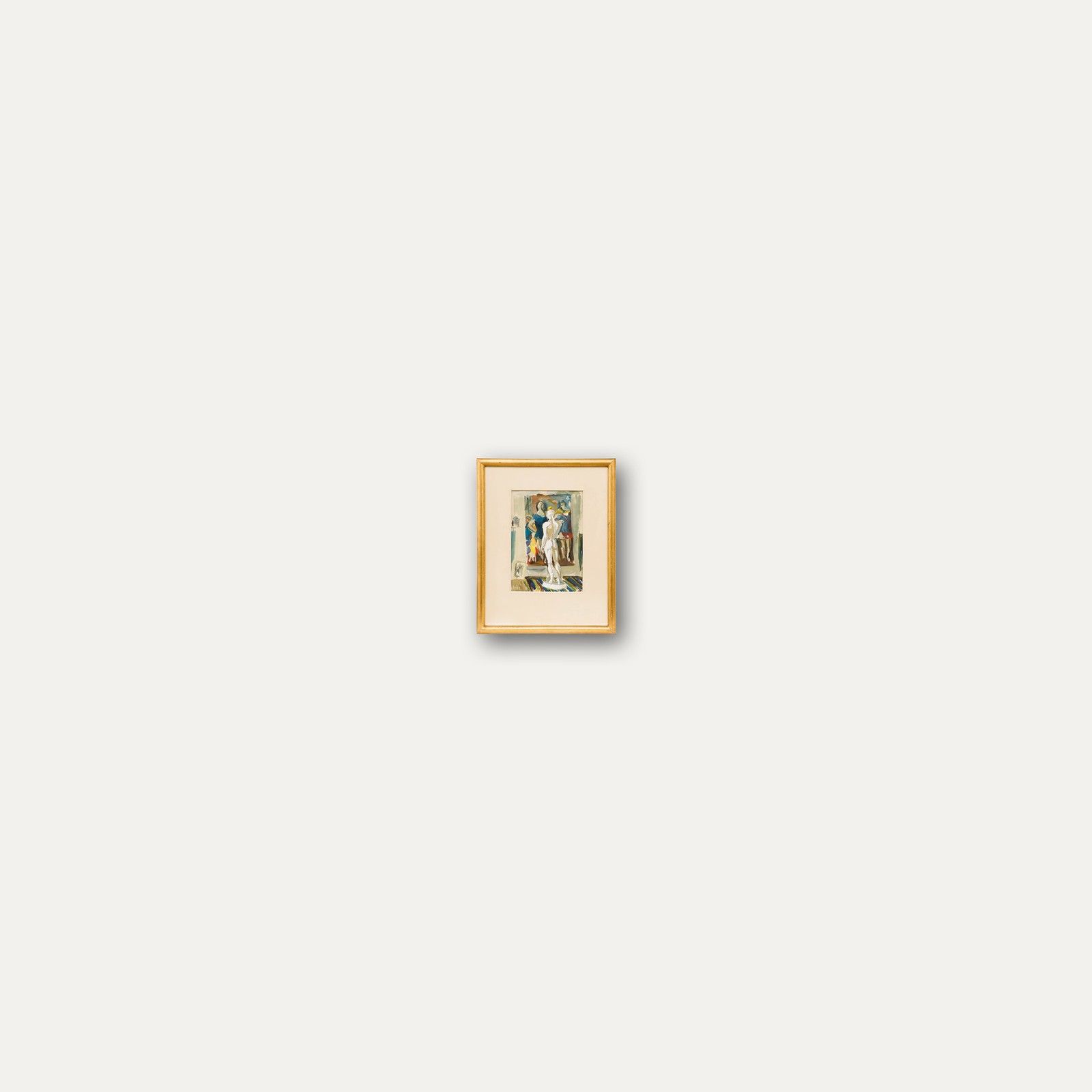 Sylviane Descarpentries (1925 2016) Contemporary Gouache, Study Of A Statue photo vinterior
