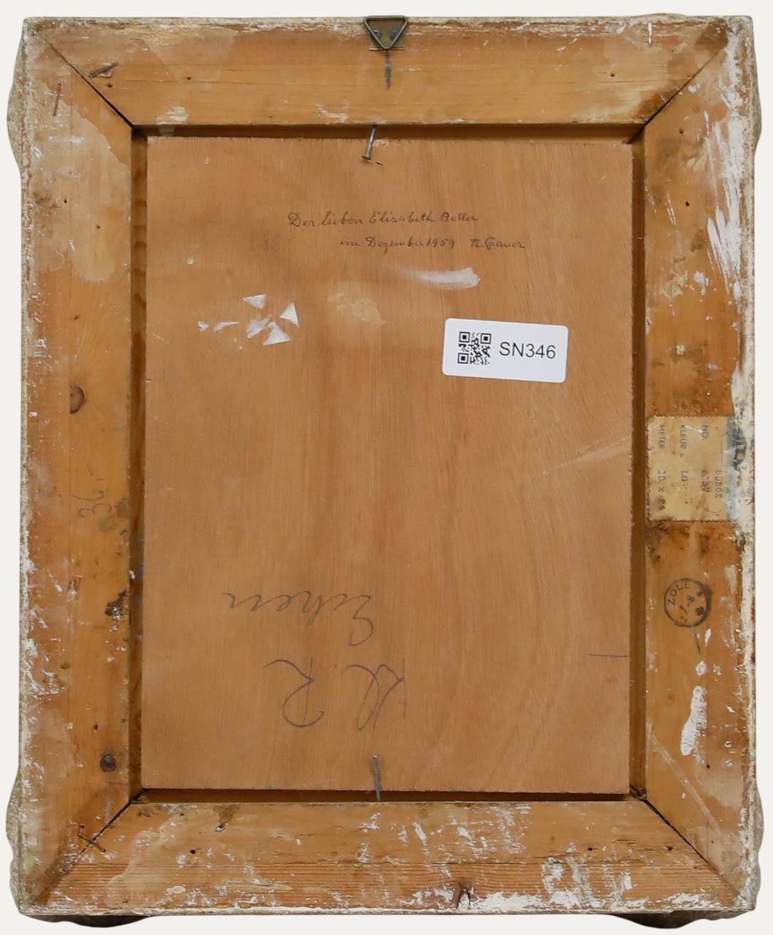 Thomas Rauer Framed Mid 20th Century Oil, Roses In A Glass Vase photo for sale