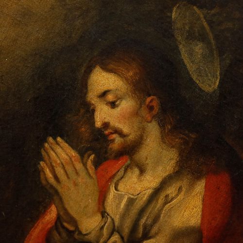 French School 19th Century Oil Christ In Prayer photo Art
