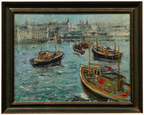 Johnston Framed 20th Century Oil, Coming In To Harbour