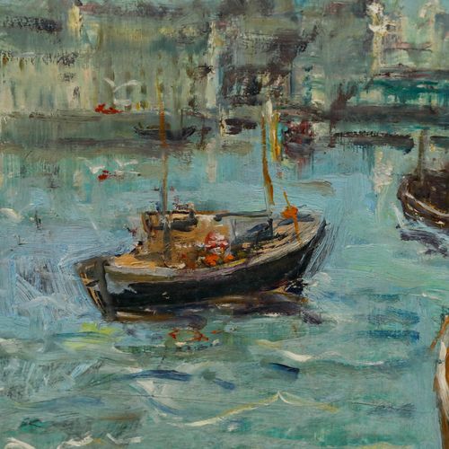 Johnston Framed 20th Century Oil, Coming In To Harbour photo Art