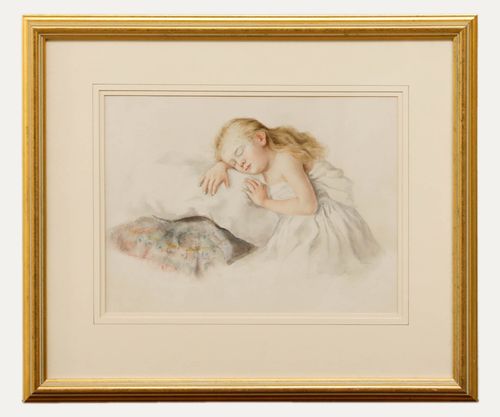 French School 19th Century Watercolour Sweet Dreams