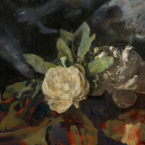 George Weissbort (1928 2013) 20th Century Oil, White Roses photo Art
