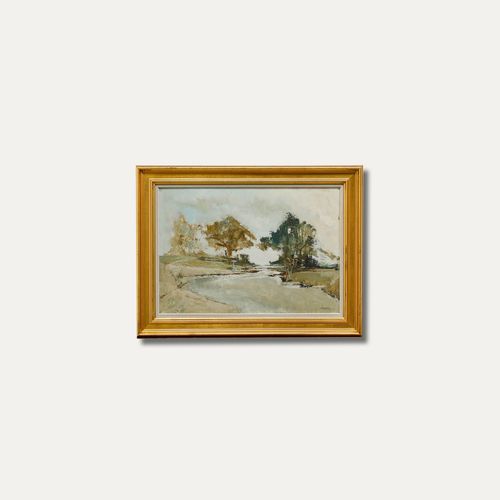 Michel Gassies Framed 20th Century Oil, Edge Of The Loire photo vintage