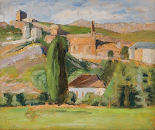 Cecile Hertz Eyrolles (1875 1974) Oil, Village In Afternoon Light photo furniture