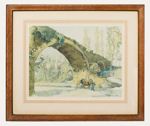 Sir Frank Brangwyn Ra (1867 1956) Framed Lithograph, Molino Bridge, Assisi