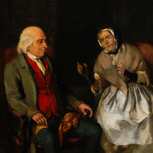 Circle Of David Wilkie (1785 1841) Oil, Conversation By The Fire photo Art