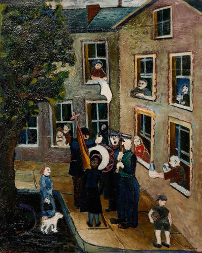 Peter Arnold (1922 2009) 20th Century Oil, The Church Band photo furniture