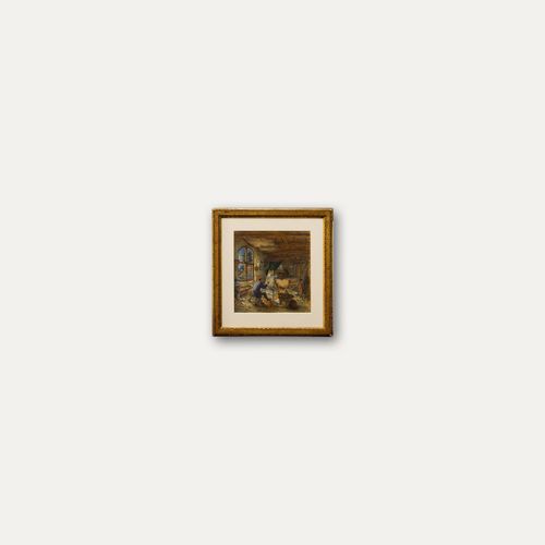 After Adriaen Van Ostade 19th Century Watercolour, The Painter In His Studio photo vinterior
