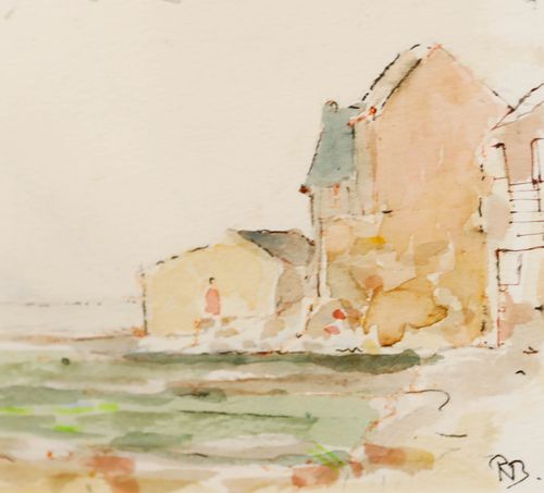 Roland Batchelor (1889 1990) Framed Watercolour, Fisherman In His Yellow Mac photo vinterior