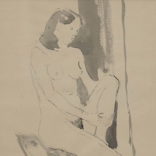 Anton Gold (1914 1970) Mid 20th Century Watercolour, Seated Nude photo Art