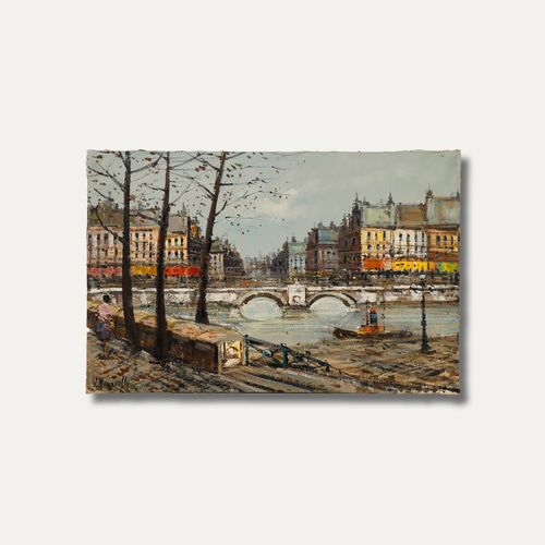 Vittorio Muscariello 20th Century Oil, Paris On The Seine photo buy