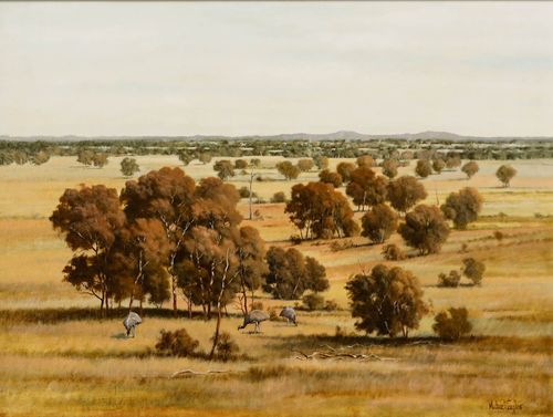 Michael Taylor Framed Contemporary Oil, Looking Out Across The Plains photo furniture
