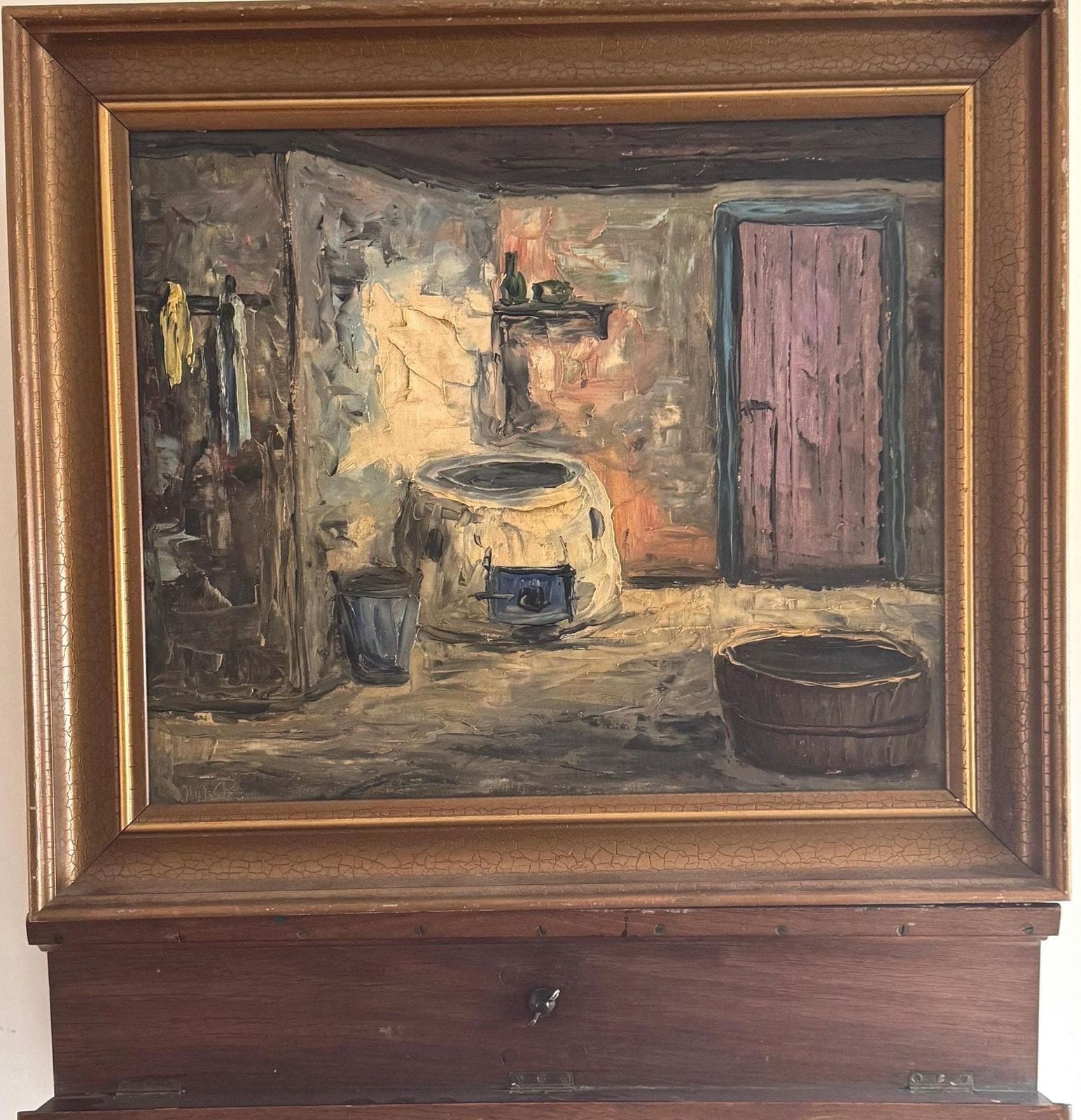 Mid Century Oil Painting   Wall Decor