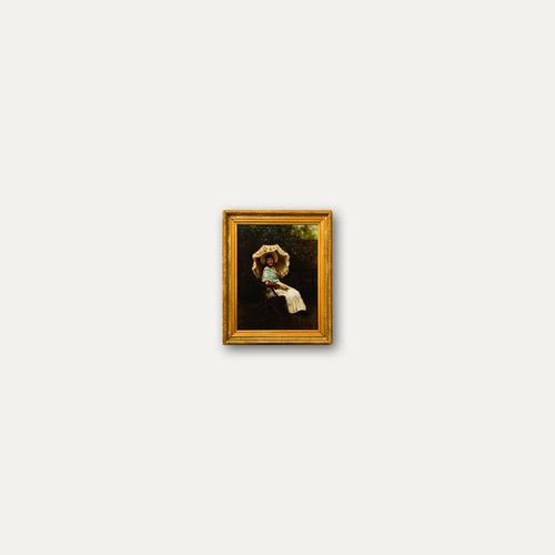 Framed Late 19th Century Oil Lady Under The Parasol photo vinterior
