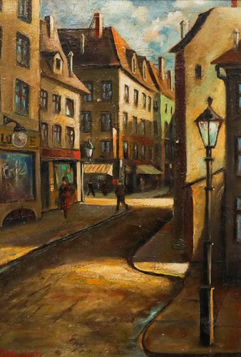 Gerhard Windisch (1895 1961) Framed Oil, Early Morning In The City photo furniture