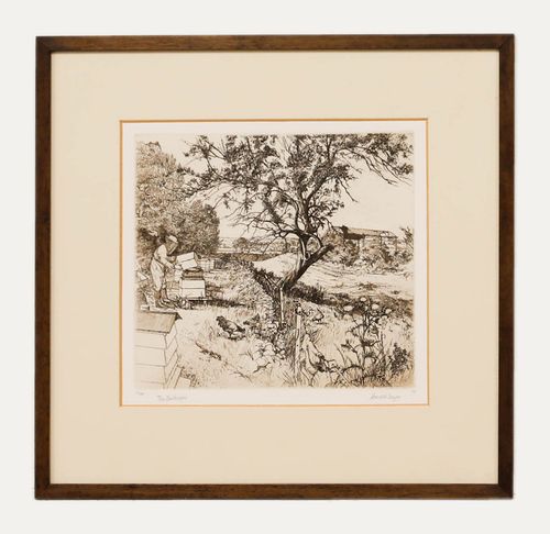 Harold Wilfred Sayer Re Rwa (1913 1993) Framed Etching, The Beekeeper