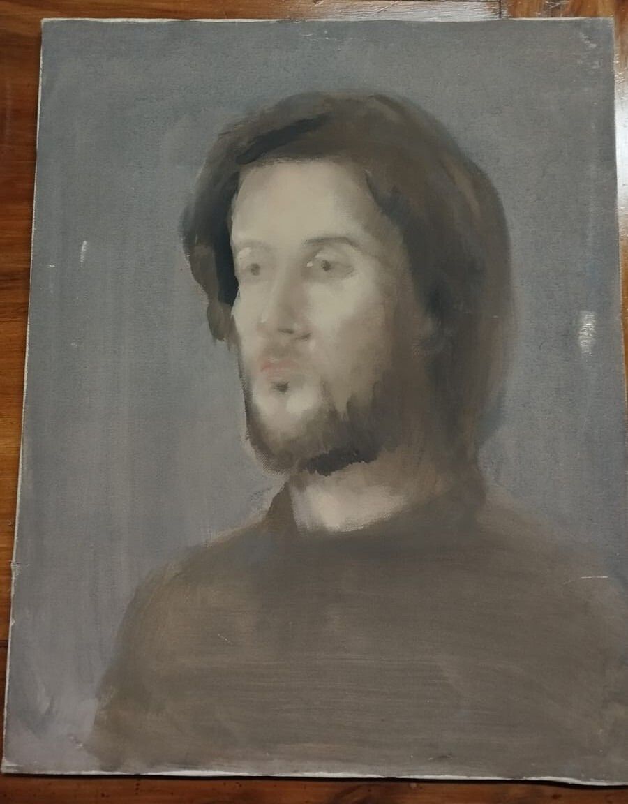 119.0 Oil Painting On Canvas Portrait Of Donato Cicconi Annigoni School Simi photo