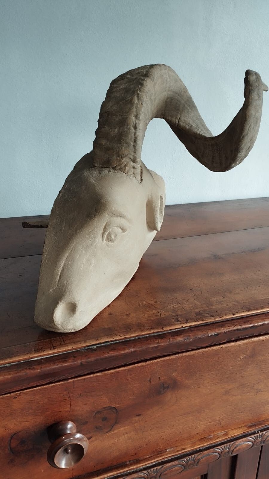 photo buy Sculpture In Stone Serena Carved Depicting Ram's Head