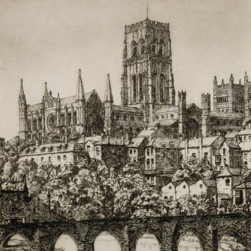 Walter Lishman (1900 1986) Mid 20th Century Etching, Durham Cathedral photo Art