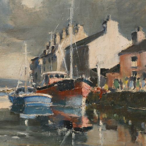 Mid 20th Century Oil A Grey Day By The Sea photo Art