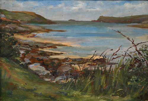Framed Mid 20th Century Oil Calm In The Bay photo furniture
