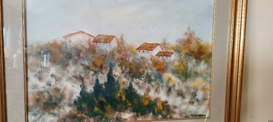 Oil On Canvas Marino Scardigli (Pistoia, 1921 Fish, 2005) Tuscan Landscape photo vinterior
