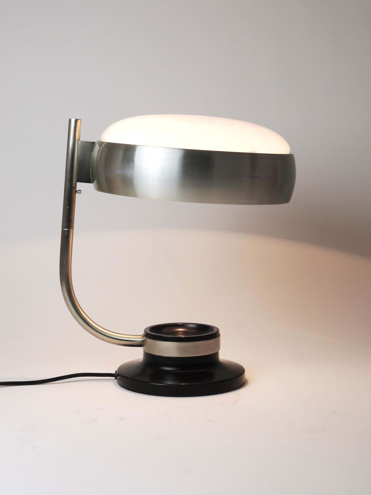 Oscar Torlasco Black & Nickel Table Desk Swivel Lamp, Lumi Milano, Italy, 1960s photo furniture